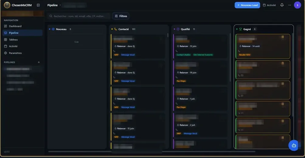 CRM ChosenMx — pipeline de prospection